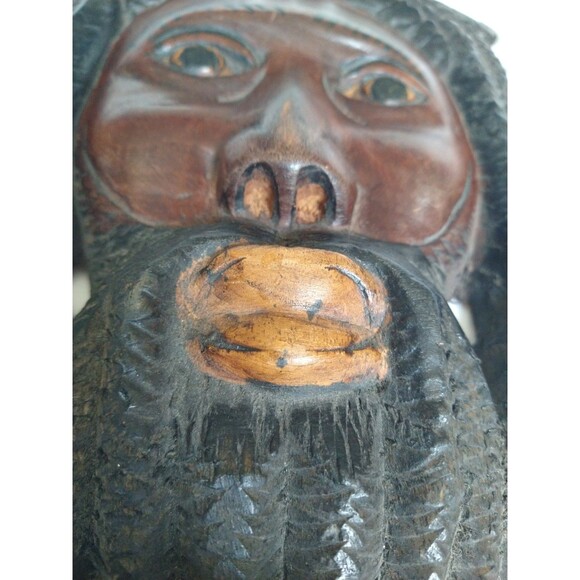 Vintage Jamaican Hand Carved Wood Mask Rasta Art Sculpture 9 x 6.5” Boho Tribal - Picture 11 of 16